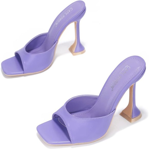 Women Cape Robbin Square Open Purple Toe Heels Lithe Sexy Shoes - Picture 1 of 4